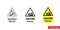 Caution slipway hazard sign icon of 3 types color, black and white, outline. Isolated vector sign symbol.
