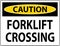 Caution Slow Forklift Crossing Sign On White Background