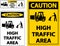 Caution Slow High Traffic Area Sign On White Background