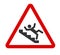 Caution stairway sign. A man falling down the stairs. A sign warning of danger. Slippery stairs icon in red triangle