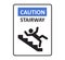 Caution stairway sign. A man falling down the stairs. A sign warning of danger. Slippery stairs. Vector illustration