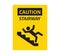 Caution stairway sign. A man falling down the stairs. A sign warning of danger. Slippery stairs. Vector illustration