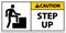 Caution Step Up Sign On White Background