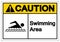 Caution Swimming Area Symbol Sign, Vector Illustration, Isolated On White Background Label .EPS10