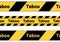 Caution tape, ribbons with the word taboo. Vector illustration of danger taboo tapes.