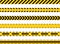 Caution tape set of yellow warning ribbons. Abstract warning lines for police, accident, under construction. Vector