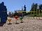 Caution-taped off colorful playground during the coronavirus quarantine in Washington