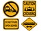 Caution tram signs