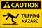 Caution Tripping Hazard Label Sign On White Background