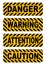 Caution, warning, attention, danger text stickers label vector illustration