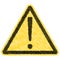 Caution Warning triangle sign Sticker vector yellow triangle sign with exclamation mark, Doodle cartoon hatching pencil