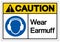 Caution Wear Earmuff Symbol Sign,Vector Illustration, Isolated On White Background Label. EPS10