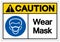 Caution Wear Mask Symbol Sign, Vector Illustration, Isolate On White Background Label .EPS10