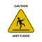 Caution, wet floor sign. Warning sign. Falling person silhouette. Vector
