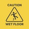 Caution wet floor yellow vector sign