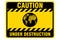 Caution world under destruction warning sign, climate change and environmental crisis concept
