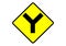 Caution Y road sign