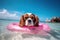 Cavalier King Charles Spaniel Calm: A Playful Dog Enjoying The Sun and Sea on a Vibrant Beach Float - Generative AI