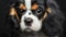 Cavalier King Charles Spaniel Dog Studio Portrait Isolated Over Black Background. Extremely close up portrait