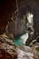 Cave behind a waterfall in Monasterio de Piedra