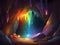 cave with a colorful rainbow background