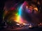 cave with a colorful rainbow background