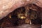 Cave Emine-Bair-Coba in Crimea. Stalactites and stalagmites.