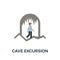 Cave Excursion flat icon. Colored sign from excursions collection. Creative Cave Excursion icon illustration for web