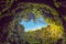 Cave in an extinct volcano on the island of Terceira Gruta do Algar do Carvao. Azores, Portugal