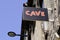 Cave french text means winery entrance sign front of store of wine