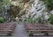 Cave grotto with the benches for prayer