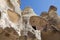 Cave home in the rock formations of the Fairy Chimneys in Goreme National Park, Turkey