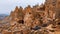 Cave houses and monasteries carved into tufa rocks at Zelve Valley in Cappadocia, Turkey