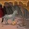 Cave interior background with hippogriff greek mythological creature
