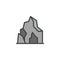 Cave in mountain filled outline icon