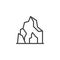 Cave in mountain outline icon