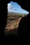 Cave near a volcano in the desert