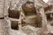 Cave in the rocks in the valley of Cappadocia. Close-up. Tourism and travel