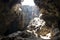 Cave stalagmites and stalactites