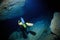 Cavediving in the cenote underwater cave