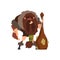 Caveman in animal skin with a cudgel, stone age character vector Illustration on a white background