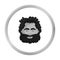 Caveman face icon in monochrome style isolated on white. Stone age symbol.