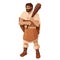 Caveman holding wooden club flat vector illustration