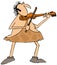 Caveman playing a violin