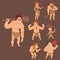 Caveman primitive stone age cartoon neanderthal people character evolution vector illustration.