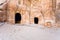 Cavern tombs near the entrance in Little Petra