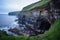 cavernous cliff cave opening at dusk