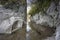 cavernous rock formations in the shape of a gorge belonging to the source of the river Alviela