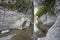 cavernous rock formations in the shape of a gorge belonging to the source of the river Alviela