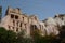 Caves and buildings carved in the volcanic rock. Pigeon Valley. Uchisar. Cappadocia. Turkey